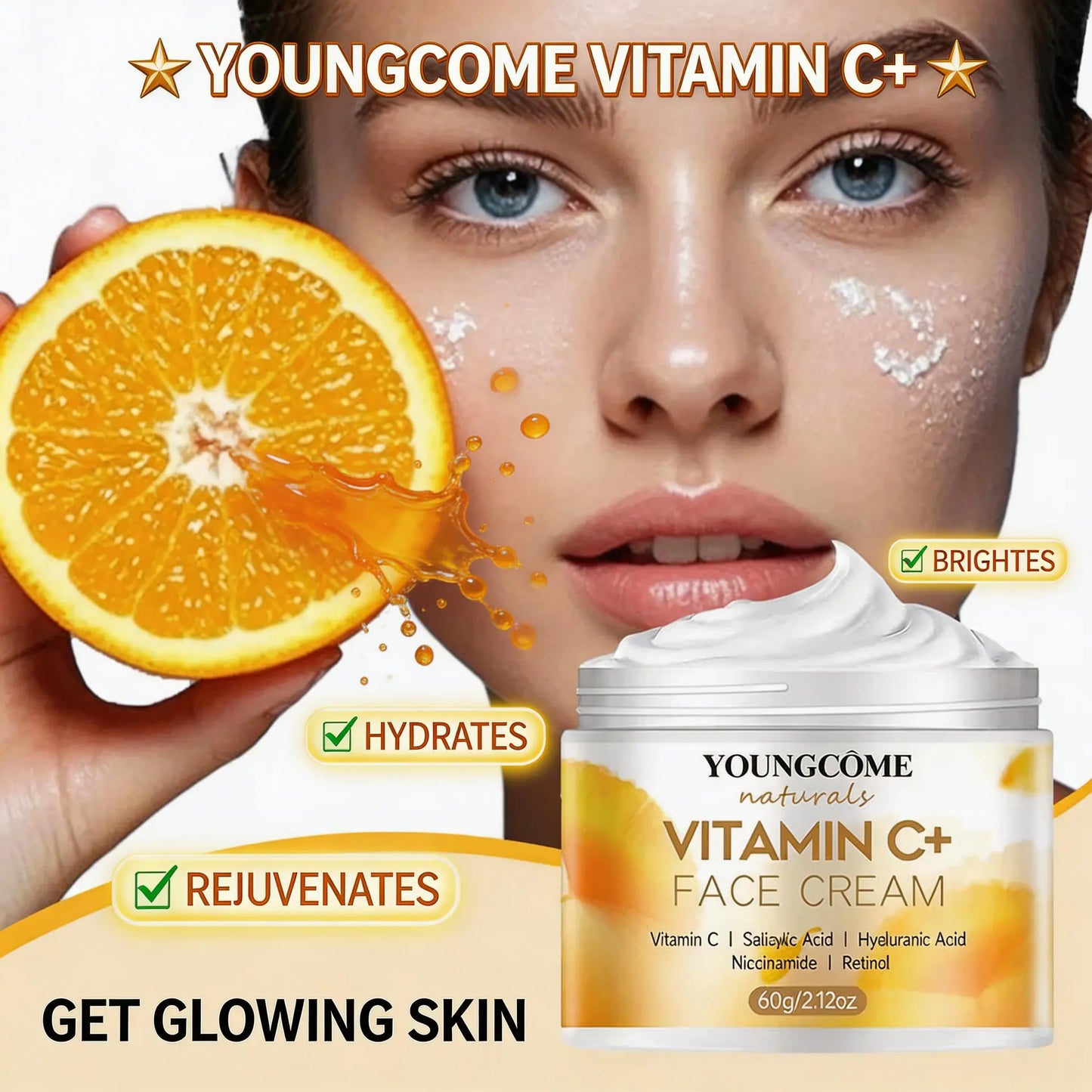 Vitamine C Gezichtscrème met Retinol & Hyaluronzuur - Anti-Rimpel Dagcrème